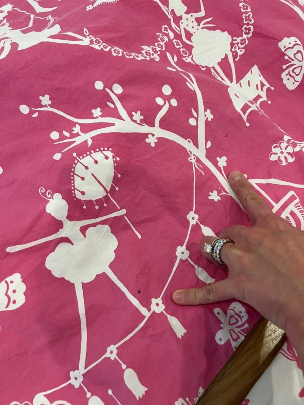 Pottery Barn Kids Pink and White Fairy Tale Duvet Cover